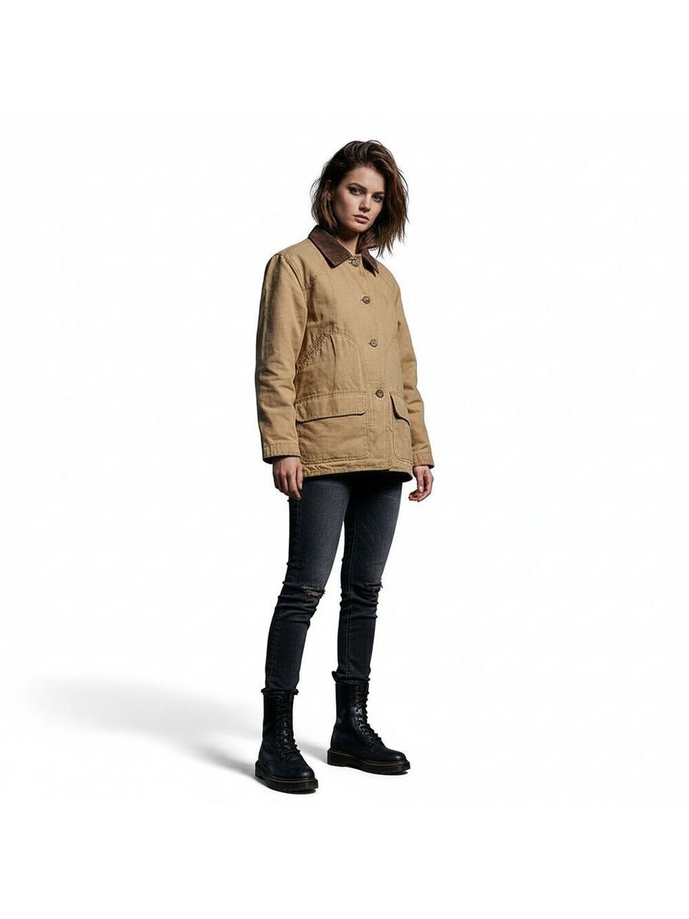 Woolrich Barn Coat Heritage Workwear Canvas Jacket Womens M Saddle Tan